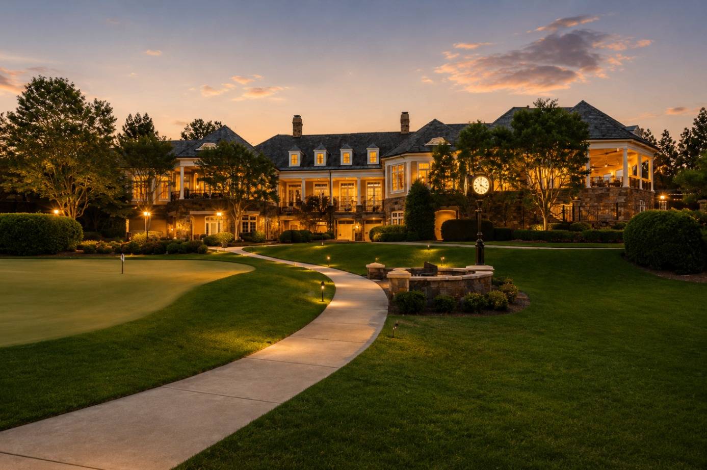 Aerial view of Ballantyne Country Club at golden hour